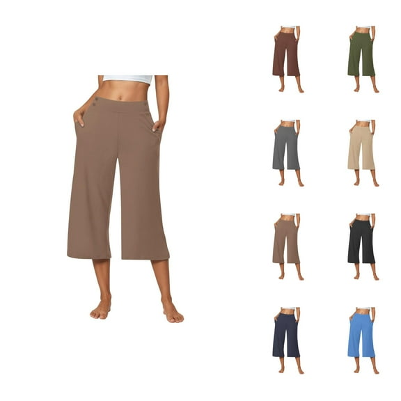 Women's Casual Pants Comfortable Loose Fit with Pockets and Buttons Ideal for Relaxation and Summer Style