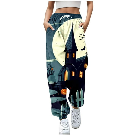 Women's Casual Pants Comfortable Sport Jogger with Floral Print Loose Fit for Everyday Wear