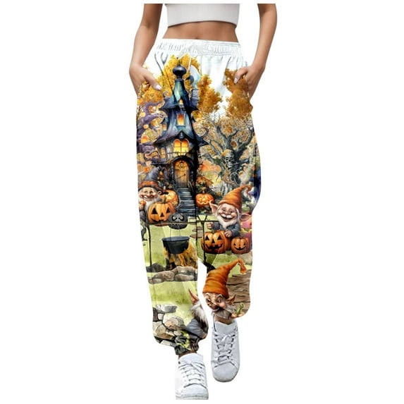 Women's Casual Pants Comfortable Sport Jogger with Floral Print Loose Fit for Everyday Wear