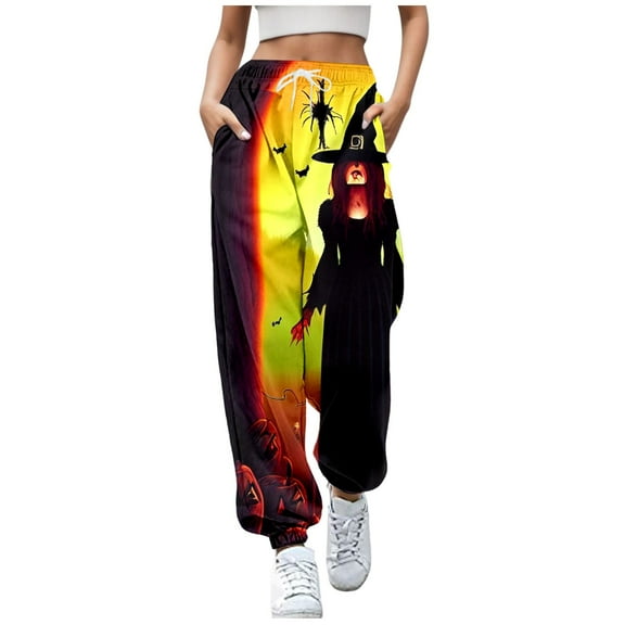 Women's Casual Pants Comfortable Sport Sweatpants with Floral Print Loose Fit Jogger Pants for Everyday Wear