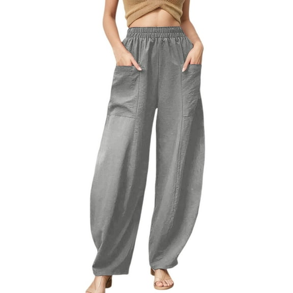 Women's Casual Pants Comfortable Stretch Waist Pants With Pockets For Everyday Wear Ideal For Spring Summer Autumn