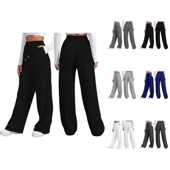 Women's Casual Pants Comfortable Wide Leg Sweatpants with Pockets for Autumn and Winter Casual Style