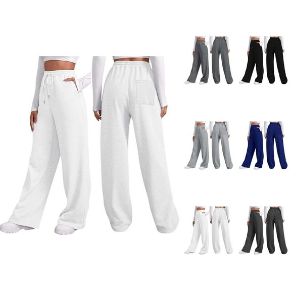 Women's Casual Pants Comfortable Wide Leg Sweatpants with Pockets for Autumn and Winter Casual Style
