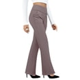 thumbnail image 1 of Women's Casual Pants, Cropped High Waisted Straight Leg Trousers with Pockets, Loose Fit Stretchy Work Pants for Yoga, Office, Casual Wear and Daily Outfits-Coffee, 1 of 8