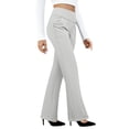 thumbnail image 1 of Women's Casual Pants, Cropped High Waisted Straight Leg Trousers with Pockets, Loose Fit Stretchy Work Pants for Yoga, Office, Casual Wear and Daily Outfits-White, 1 of 8