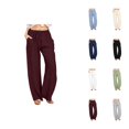thumbnail image 1 of Women's Casual Pants Elastic High Waist Drawstring Wide Leg Palazzo Yoga Trousers for Versatile Comfort, 1 of 9