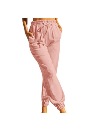Canrulo Women's Sweatpants Drawstring Jogger Pants Cinch Bottom Trousers  Pink S