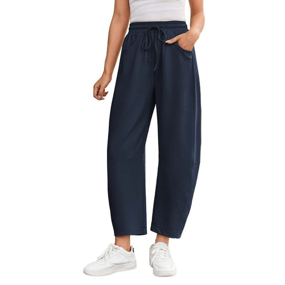 Women's Casual Pants Elastic Waist Loose Fit Drawstring Ankle Length Comfortable Summer Fall Everyday Wear