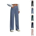 thumbnail image 1 of Women Pants Wide Leg Pants Woman Women's Casual Pants High Elastic Waisted Trousers Straight Wide Leg Button Down With Pockets For Everyday Wear, 1 of 6