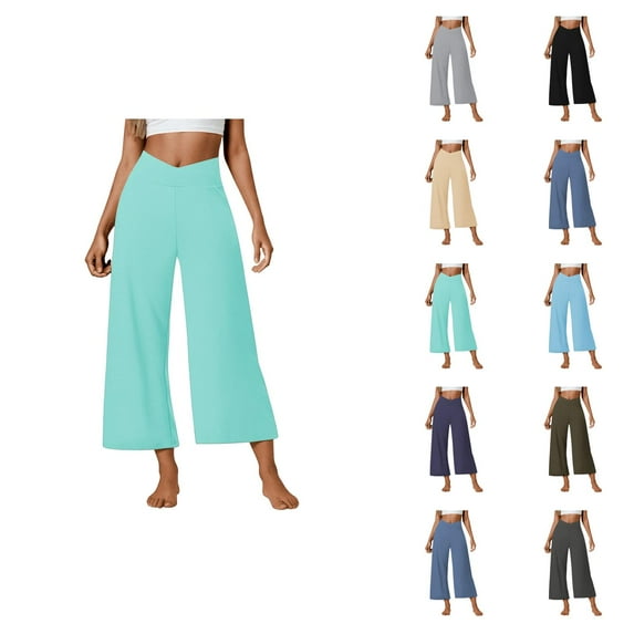 Women's Casual Pants High Waist Loose Fit Joggers with Pockets Comfortable Stretchy Solid Color Ankle Sweatpants for Everyday and Wear