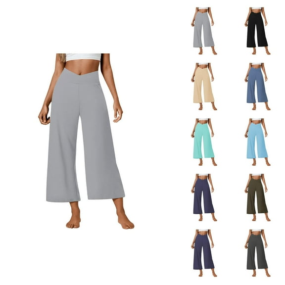 Women's Casual Pants High Waist Loose Fit Joggers with Pockets Comfortable Stretchy Solid Color Ankle Sweatpants for Everyday and Wear