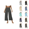 thumbnail image 1 of Women's Casual Pants High Waist Loose Fit Joggers with Pockets Comfortable Stretchy Solid Color Ankle Sweatpants for Everyday and Wear, 1 of 5