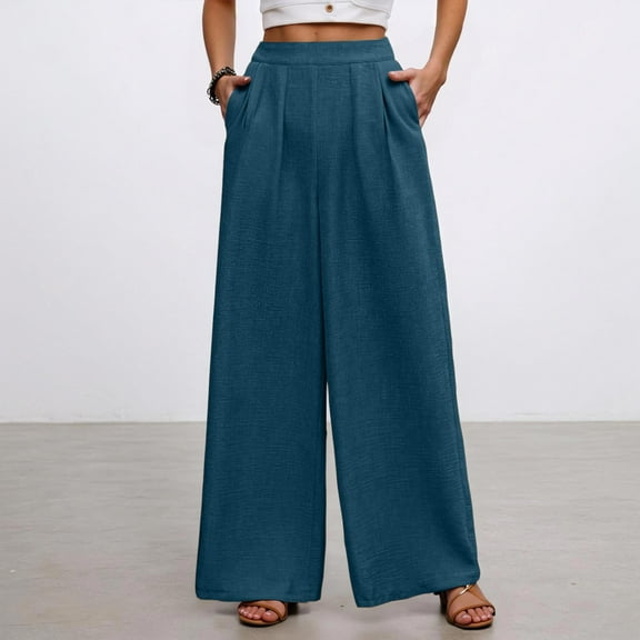 TYGHBN Women's Casual Pants High Waist Straight Leg Comfortable Trousers Elastic Drawstring Daily Wear Versatile Pure Color Casual Pants for Women for Work Very Soft Older on Pants for Women Work