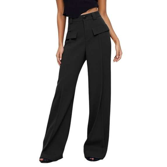 Women's Casual Pants High Waist Straight Leg Trousers Work Formal Dress Pants For Women Comfortable Summer Fall Everyday Wear