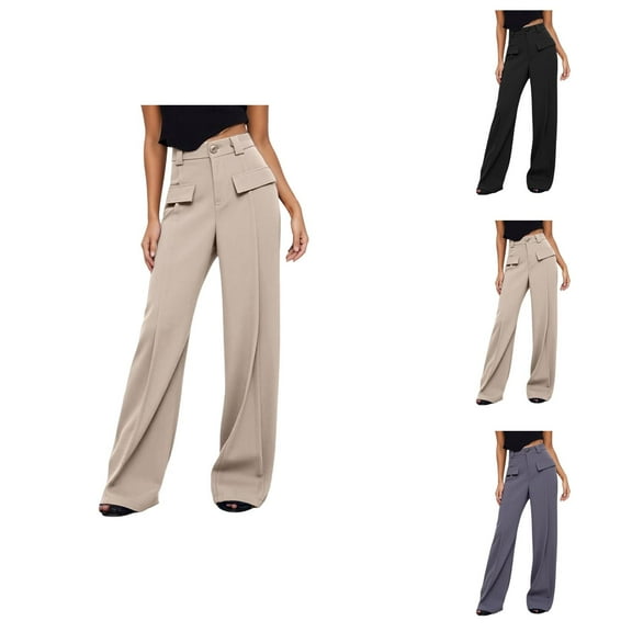 Womens Pants Palazzo Pants for Women Women's Casual Pants High Waist Straight Leg Trousers for Everyday Wear Comfortable Summer Fall Dress Pants for Women