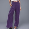 thumbnail image 1 of Women's Casual Pants High Waist Wide Leg Palazzo Pants For Women Smocked Elastic Waist Loose Comfy Casual Pajama Pants Pockets,Purple Women's Casual Pants M, 1 of 6