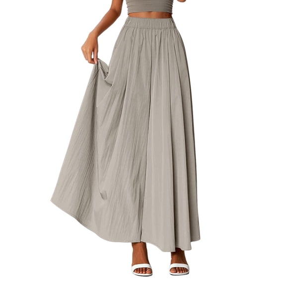 Women's Casual Pants High Waisted Elastic Waist Flowy Wide Leg Palazzo Pants For Daily Wear Vacation Comfortable Soft Breathable