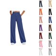 thumbnail image 1 of Women's Casual Pants High Waisted Loose Fit Straight Leg Joggers Elastic Waistband Drawstring Pocket Sweatpants For Daily Wear, 1 of 4