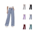 thumbnail image 1 of Women's Casual Pants High Waisted Loose Fit Straight Leg Trousers for Daily Wear and Workout Comfortable Elastic Waistband Summer and Fall, 1 of 8