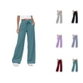thumbnail image 1 of Women's Casual Pants High Waisted Loose Fit Straight Leg Trousers for Daily Wear and Workout Comfortable Elastic Waistband Summer and Fall, 1 of 8