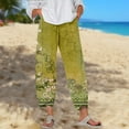 thumbnail image 1 of Women's Casual Pants High Waisted Loose Fit Summer Vacation Beach Comfortable Inverted V Hem Linen Blend Elastic Waist Travel Everyday Wear Womens Summer Outfits Women's Pants Casual Wide Leg Pants, 1 of 4
