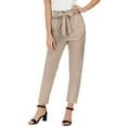 thumbnail image 1 of Women's Casual Pants High Waisted Trousers For Daily Wear Vacation Comfortable Tied Waist 9 Length Cropped Pants With Bow Detail, 1 of 5