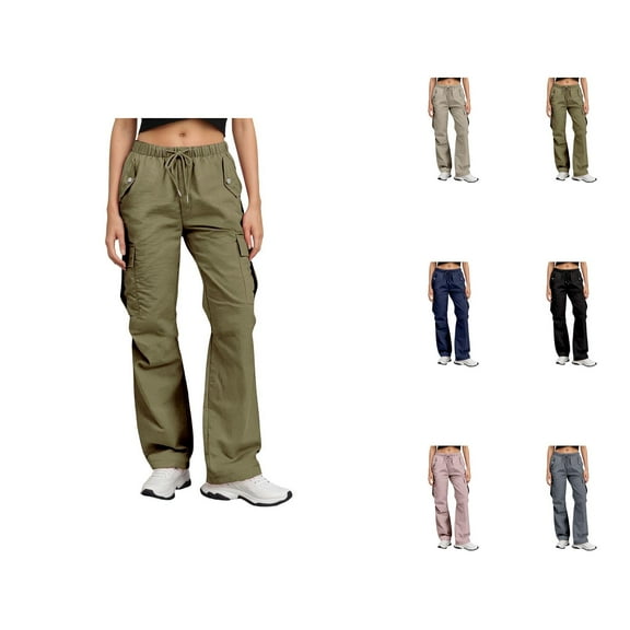 Women's Casual Pants High Waisted Wide Leg Cargo Trousers with Pockets Comfortable Loose Fit Workwear for Everyday Activities