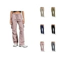 thumbnail image 1 of Women's Casual Pants High Waisted Wide Leg Cargo Trousers with Pockets Comfortable Loose Fit Workwear for Everyday Activities, 1 of 7