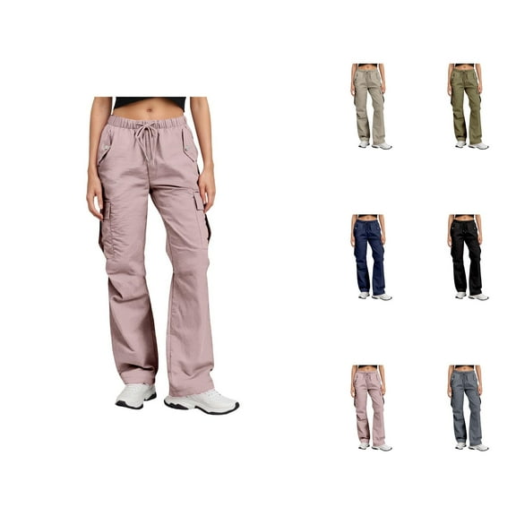 Women's Casual Pants High Waisted Wide Leg Cargo Trousers with Pockets Comfortable Loose Fit Workwear for Everyday Activities