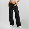 thumbnail image 1 of Women's Casual Pants High Waisted Wide Leg Sweatpants With Pockets Comfortable Soft Athletic Joggers For Everyday Wear Side Strip Pants for Women Travel Ware for Women Elastic Winter Pants plus Size, 1 of 4