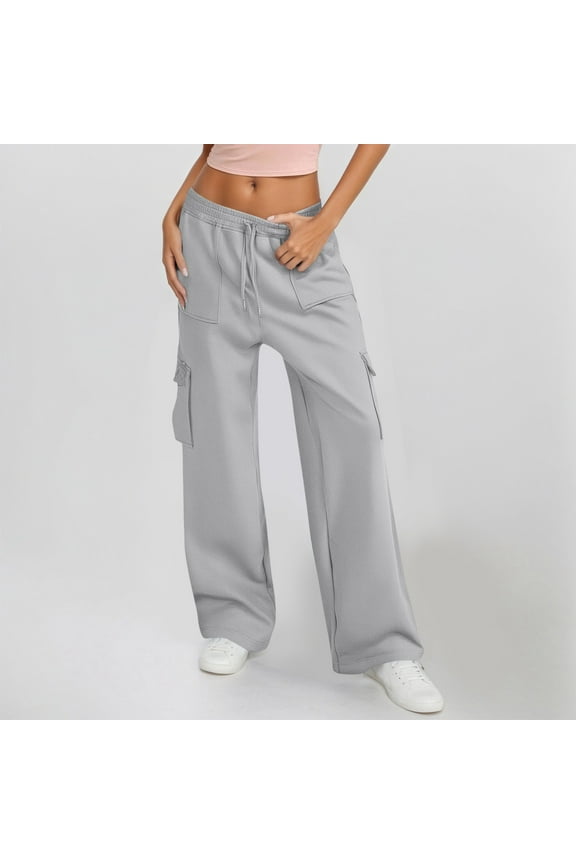 Women's Casual Pants High Waisted Wide Leg Sweatpants With Pockets Comfortable Soft Athletic Joggers For Everyday Wear Soft Casual Pants for Women Leggings Women Track Pants Buttons on Side Elastic