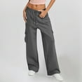 thumbnail image 1 of Women's Casual Pants High Waisted Wide Leg Sweatpants With Pockets Comfortable Soft Athletic Joggers For Everyday Wear Soft Casual Pants for Women Leggings Women Track Pants Buttons on Side Elastic, 1 of 4