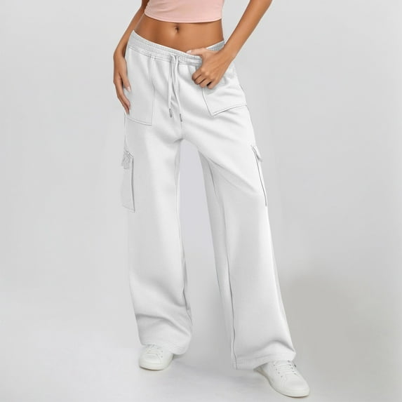 Women's Casual Pants High Waisted Wide Leg Sweatpants With Pockets Comfortable Soft Athletic Joggers For Everyday Wear Size with High Waist Casual Pants Workout Pants for Women Suit Tops for Women for