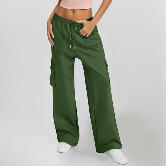 Women's Casual Pants High Waisted Wide Leg Sweatpants With Pockets Comfortable Soft Athletic Joggers For Everyday Wear Track Pants Buttons on Side Wide Leg Elastic Clothes Casual Sports Yoga Pants