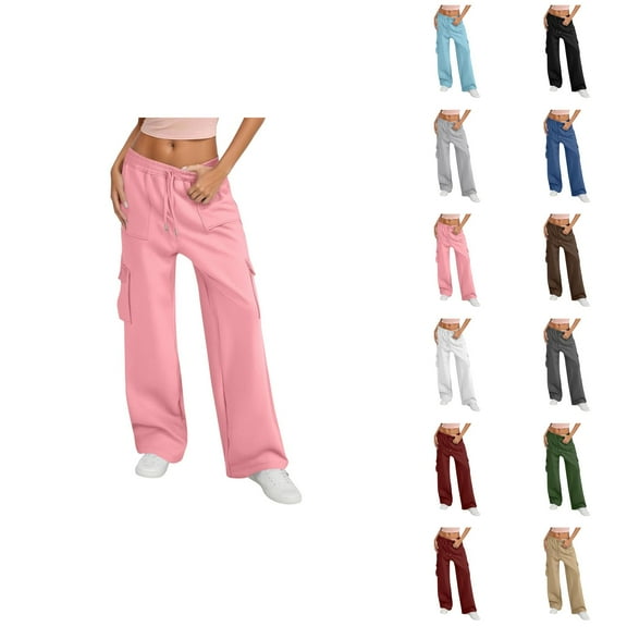 Women's Casual Pants High Waisted Wide Leg Sweatpants With Pockets Comfortable Soft Athletic Joggers For Everyday Wear