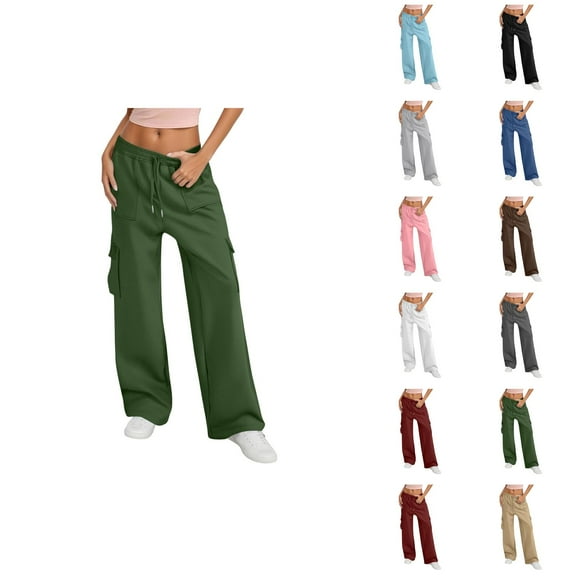 Women's Casual Pants High Waisted Wide Leg Sweatpants With Pockets Comfortable Soft Athletic Joggers For Everyday Wear