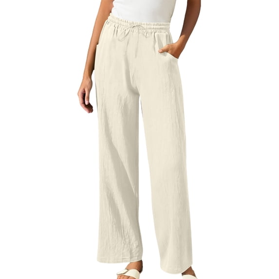 Women's Casual Pants Lightweight Relaxed Fit Trousers With Ties For Everyday Wear And Summer Outings