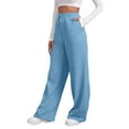 thumbnail image 1 of Women's Lined Sweatpants High Waisted Wide Leg Casual Pants with Pockets for Yoga Workout Comfort, 1 of 7