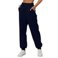 thumbnail image 1 of Women's Casual Pants Lined Sweatpants Wide Straight Leg Joggers for Workout High Waisted Yoga Bottoms with Pockets, 1 of 6
