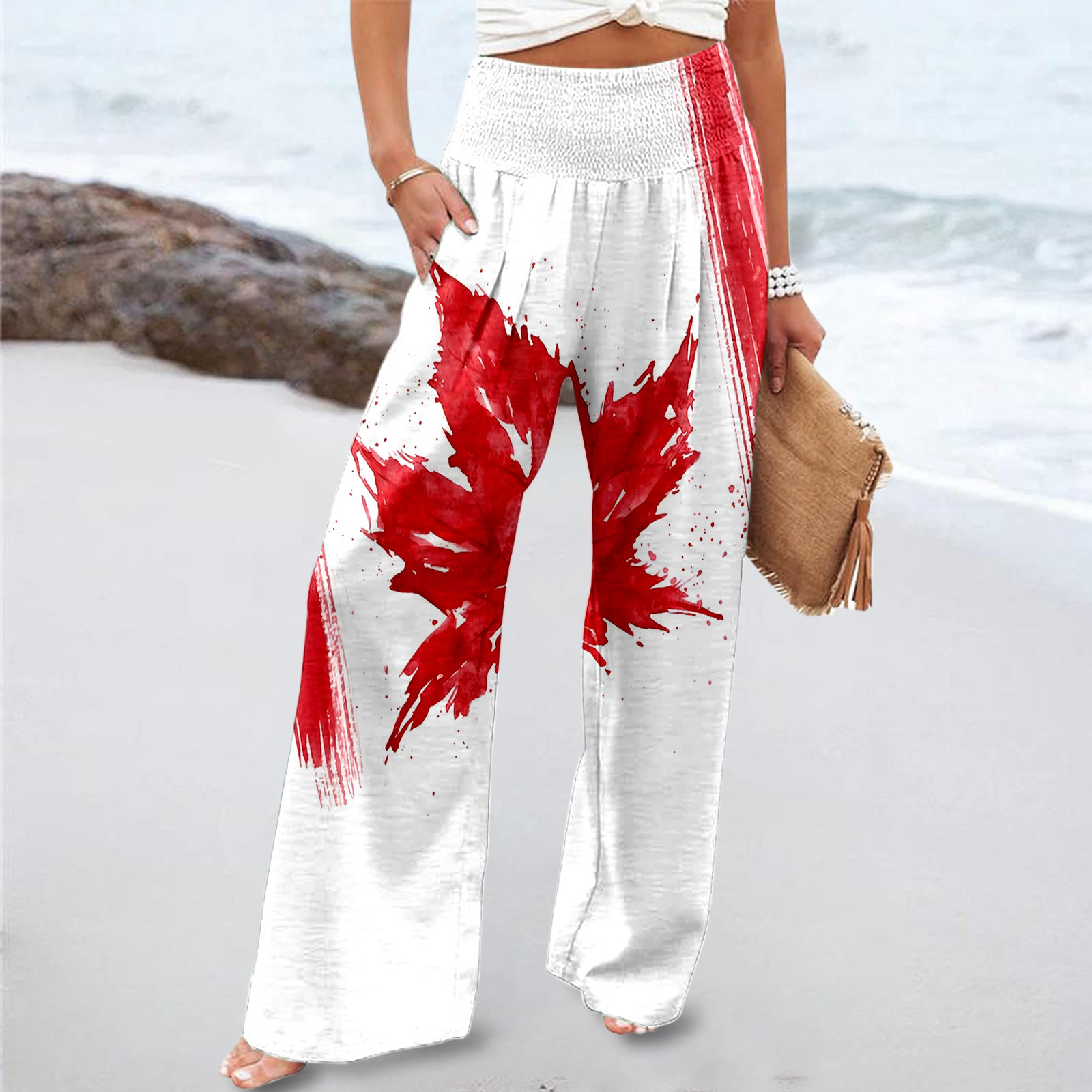 Women's Casual Pants Loose Fit Floral Print Comfortable Pants For Home ...