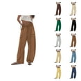 thumbnail image 1 of Women's Casual Pants Loose Wide Leg Comfortable Summer Trousers with Drawstring Waist for Relaxed Fit and Everyday Wear, 1 of 6