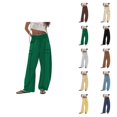 thumbnail image 1 of Women's Casual Pants Loose Wide Leg Comfortable Summer Trousers with Drawstring Waist for Relaxed Fit and Everyday Wear, 1 of 6