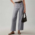 thumbnail image 1 of Women's Casual Pants New Women'S Solid Color Casual Pants Summer Waisted Straight Leg Button Wide Leg Pants Pants,Gray Women's Casual Pants XXL, 1 of 5