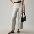 thumbnail image 1 of Women's Casual Pants New Women'S Solid Color Casual Pants Summer Waisted Straight Leg Button Wide Leg Pants Pants,White Women's Casual Pants XXL, 1 of 5