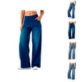 thumbnail image 1 of Women's Casual Pants Pull On Wide Leg Jeans For Women High Waisted Stretchy Baggy Straight Leg Denim Pants for Comfortable Everyday Wear, 1 of 6
