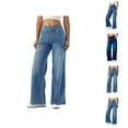 thumbnail image 1 of Women's Casual Pants Pull On Wide Leg Jeans For Women High Waisted Stretchy Baggy Straight Leg Denim Pants for Comfortable Everyday Wear, 1 of 9