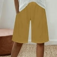 thumbnail image 1 of Women's Casual Pants Shorts For Women Wide Leg Linen Knee Length Summer Casual Long Shorts Loose High Waisted Short With Pockets,Yellow Women's Casual Pants S, 1 of 7