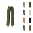 thumbnail image 1 of Womens Casual Pants Wide Leg Pants Women's Casual Pants Solid Color Strapped Pockets Loose Wide Leg Linen Trousers for Everyday Wear, 1 of 5