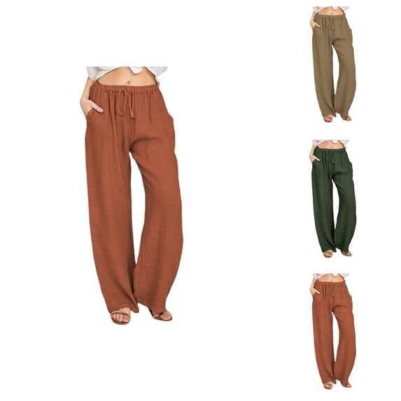 Casual Pants for Women Palazzo Pants for Women Women's Casual Pants Solid Color Tether Loose Yoga Trousers for Everyday Wear and Comfort