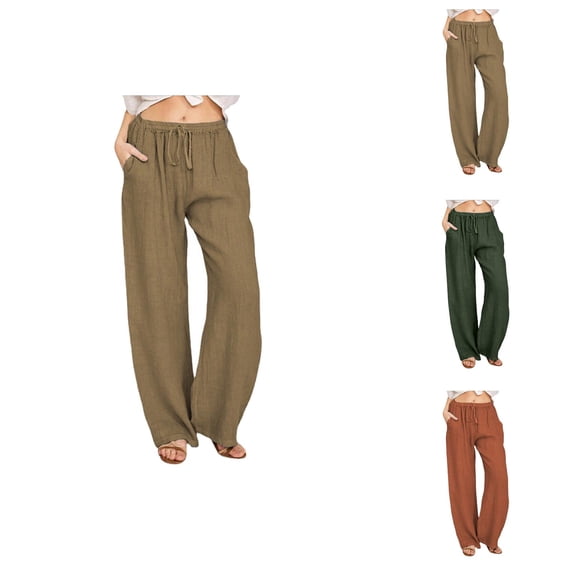 Casual Pants for Women Palazzo Pants for Women Women's Casual Pants Solid Color Tether Loose Yoga Trousers for Everyday Wear and Comfort